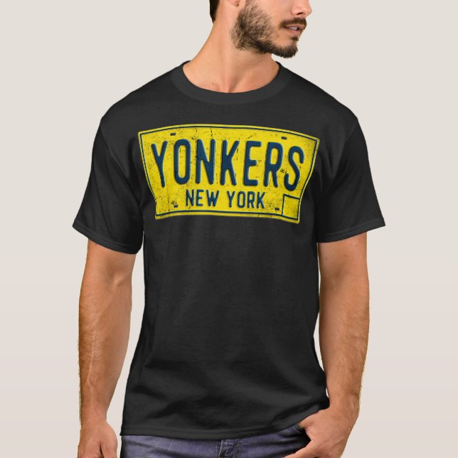 T-shirt Yonkers NY Old New York Plaque de licence détenue  (Devant)