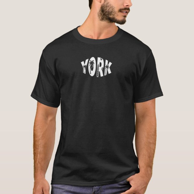 T-shirt York Beach Surfing Cool Surf Spot Pour Surfeurs (Devant)