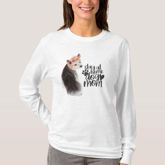 T-shirt Yorkie adorable - Restez à la maison maman chien (Devant)