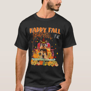 T-shirt Yorkie Chien Automne Automne Citrouille Camion Map