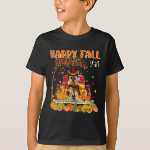 T-shirt Yorkie Chien Automne Automne Citrouille Camion Map