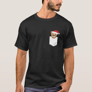 T-shirt Yorkie Chien Père Noël Drôle de Noël Pocket Manche