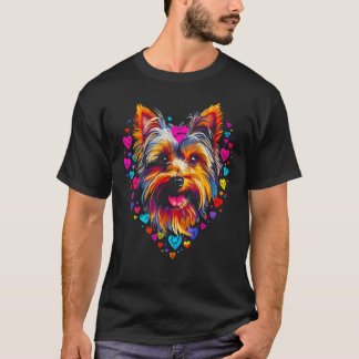 T-shirt Yorkie Chien Yorkshire Terrier Rose Rouge Coeur am