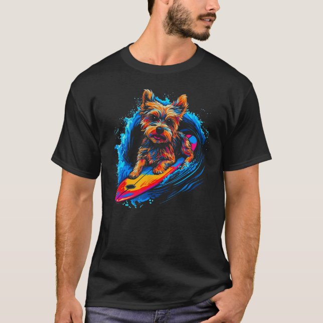 T-shirt Yorkie Chien Yorkshire Terrier Surf (Devant)