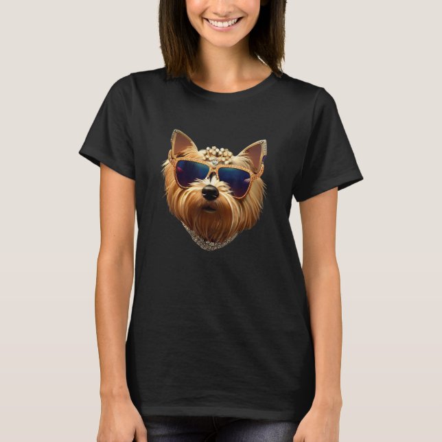 T-shirt Yorkie Dog Wearing Sunglasses (Devant)