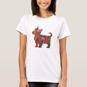 T-shirt Yorkie multicolore Peint Chien Silhouette