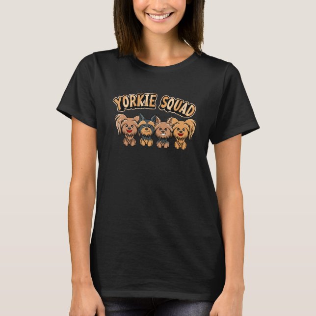 T-shirt Yorkie Squad Funny Yorkshire Terrier Chien (Devant)
