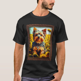 T-shirt Yorkiepoo Peinture Fleur de Tournesol Maman Femmes