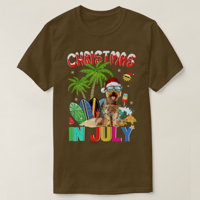 T-shirt Yorkshire Terrier à Santa Hat Lunettes de soleil C (Design devant)