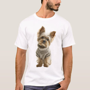 T-shirt Yorkshire Terrier adorable dans un pull en tricot 