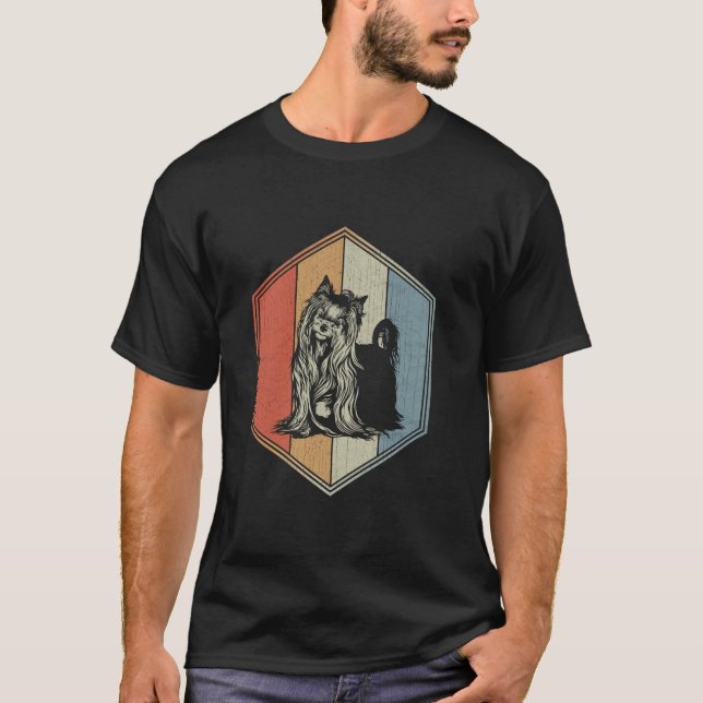 T-shirt Yorkshire Terrier Avec Distorsion Design Retro Chi (Devant)