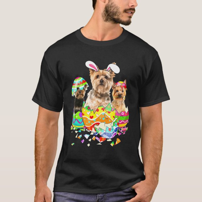 T-shirt Yorkshire Terrier Bunny Joyeux chien de Pâques (Devant)
