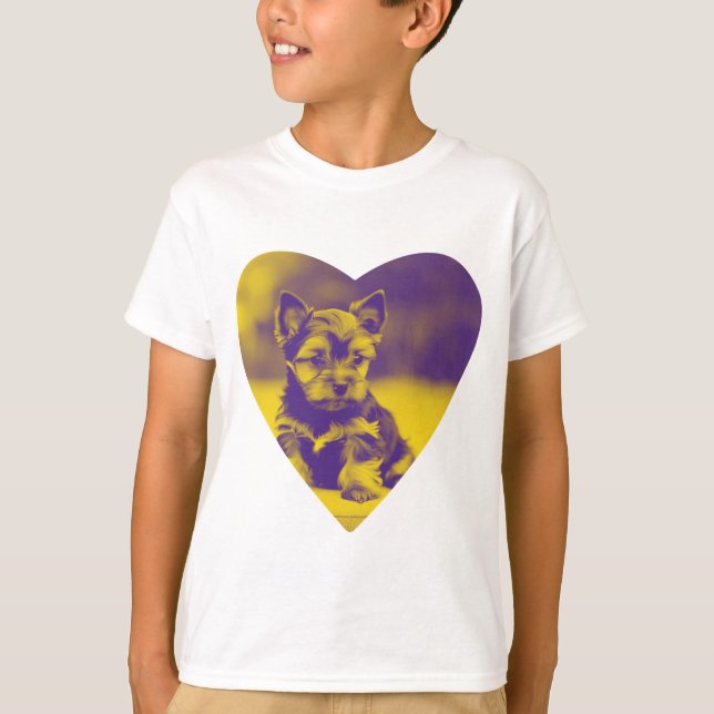 T-shirt Yorkshire Terrier Heart (Devant)
