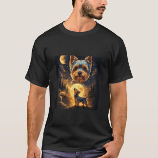 T-shirt Yorkshire Terrier Hurle à la Lune Forêt Nuit