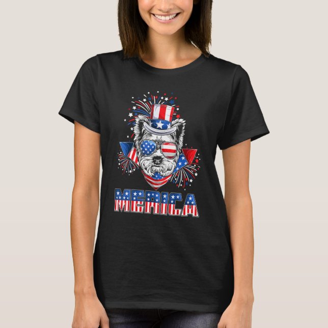 T-shirt Yorkshire Terrier Merica Firework 4 juillet Hommes (Devant)