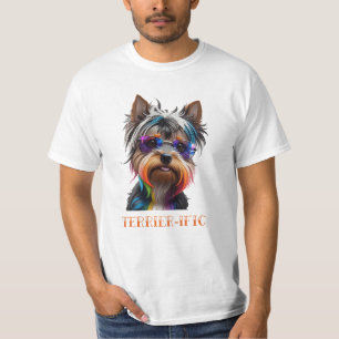 T-shirt Yorkshire Terrier Mignon Portant des Lunettes de S