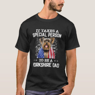 T-shirt Yorkshire Terrier Papa Avec Fier Chien Drapeau Amé