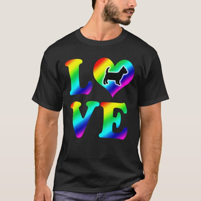 T-shirt Yorkshire Terrier Pride Rainbow Love (Devant)