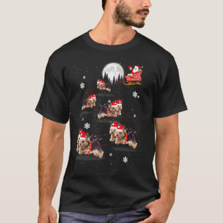 T-shirt Yorkshire Terrier Reindeer Père Noël Noël Pour Chi