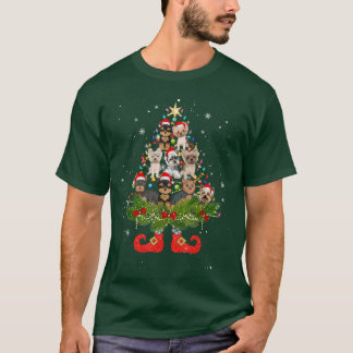 T-shirt Yorkshire Terrier sapin de Noël illuminent Chien P