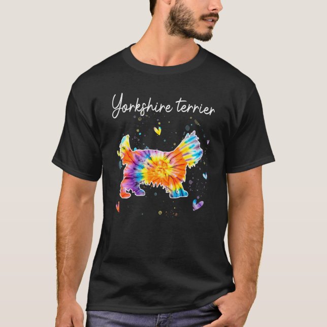 T-shirt Yorkshire Terrier Tie Dye Chien arc-en-ciel (Devant)