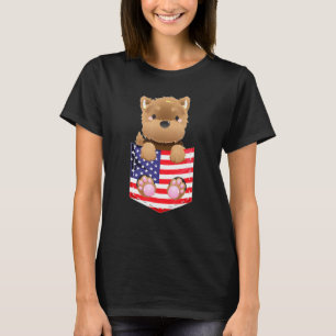 T-shirt Yorkshire Terrier Yorkie Us Drapeau Fake Pocket