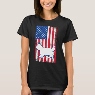 T-shirt Yorkshire Terriers Drapeau américain Chien patriot