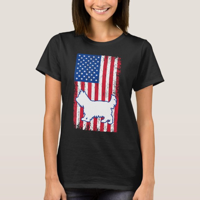 T-shirt Yorkshire Terriers Drapeau américain Chien patriot (Devant)