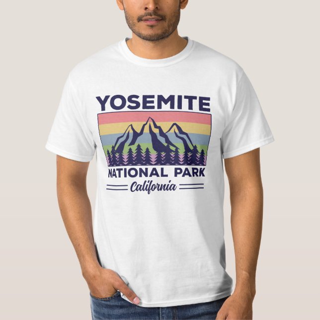 T-shirt Yosemite National Park California Retro Randonnée (Devant)