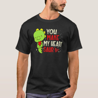 T-shirt You Make My Heart Saur Dinosaur Lover Valentines D