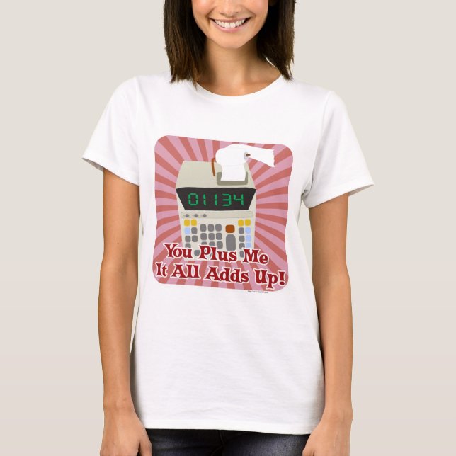 T-shirt You Plus Me Ajoute Flirty Cartoon Slogan (Devant)