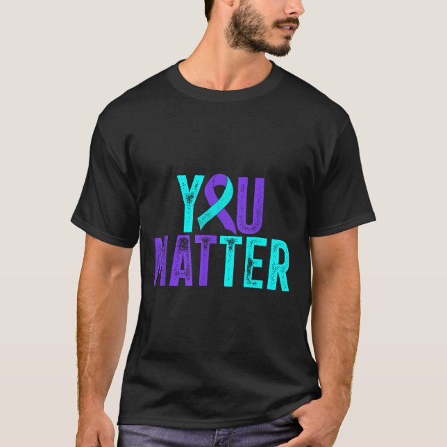 T-shirt You - Suicide Prevention Teal Purple Awareness Rib (Devant)