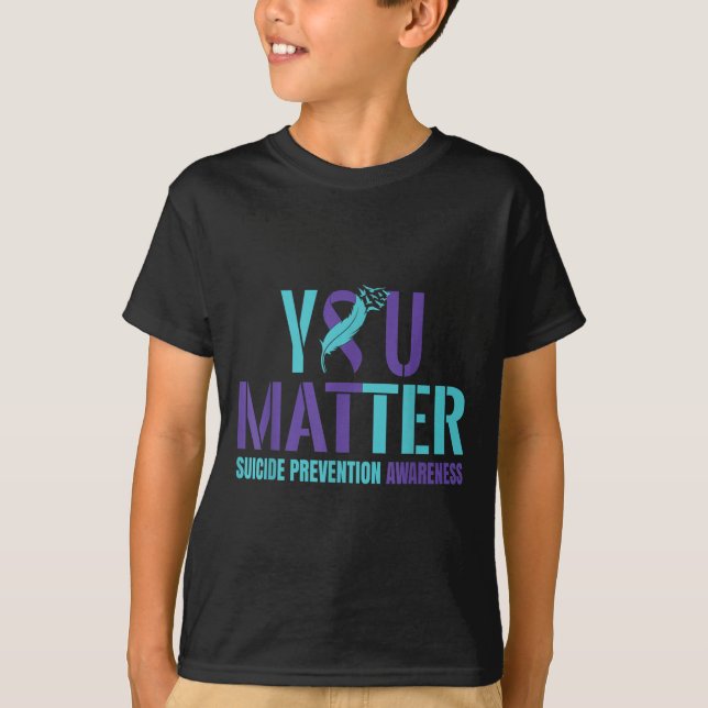 T-shirt You - Suicide Prevention Teal Purple Awareness Rib (Devant)