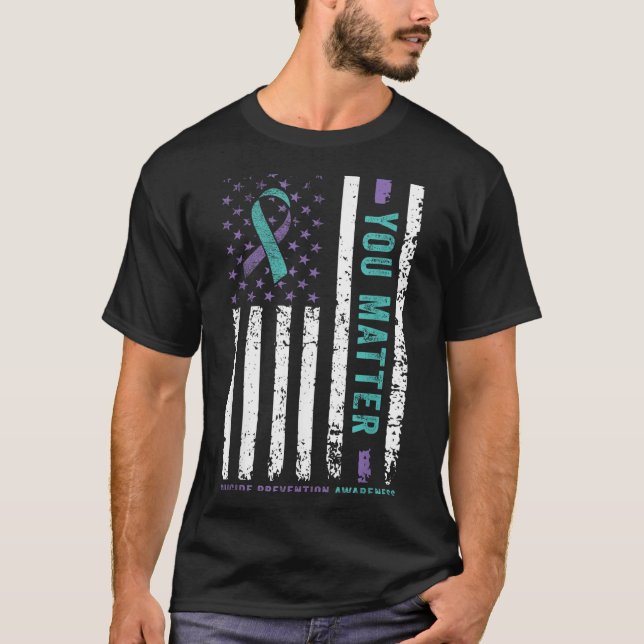 T-shirt You Teal &amp; Purple Ribbon Suicide Prevention Aw (Devant)