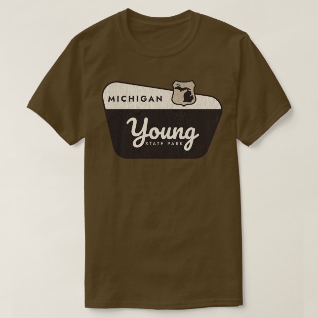 T-shirt Young State Park Michigan Affiche de bienvenue (Design devant)