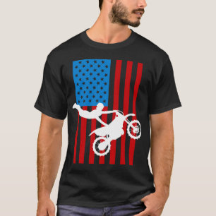 T-shirt Youth Motorcycle USA Drapeau Dirt Vélo Racing Kids