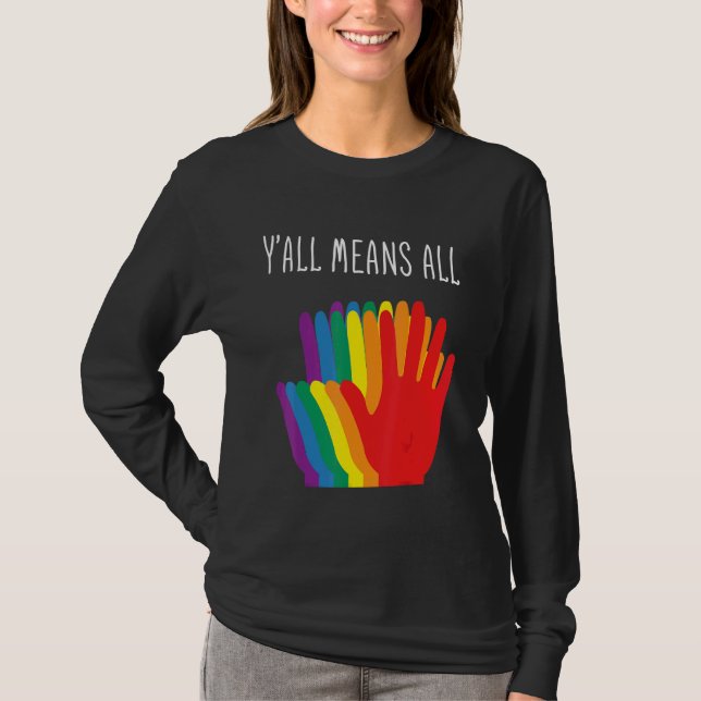 T-shirt Yu2019all Signifie Tous Coeurs Arc-En-Ciel Drapeau (Devant)