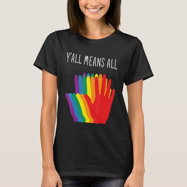 T-shirt Yu2019all Signifie Tous Coeurs Arc-En-Ciel Drapeau (Devant)