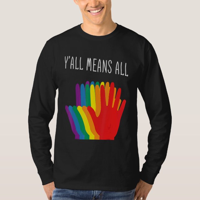 T-shirt Yu2019all Signifie Tous Coeurs Arc-En-Ciel Drapeau (Devant)