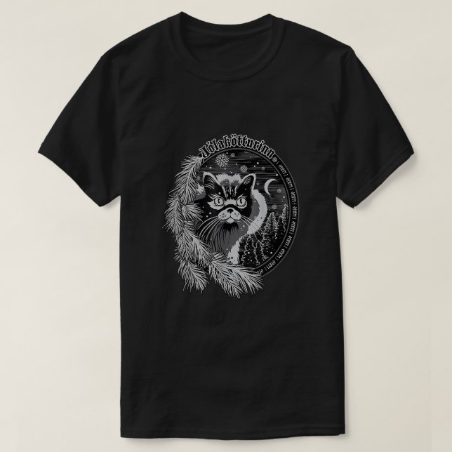 T-shirt Yule Cat Jolakotturinn Chat de Noël islandais (Design devant)
