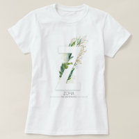 Z Monogramme Gold Green Feuilles Élégant