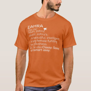 T-shirt Zahra Nom Zahra Définition Zahra Nom de la femme Z