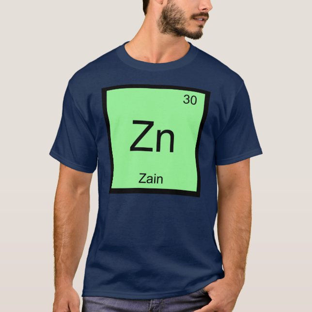 T-shirt Zain Name Chemistry, élément Table périodique (Devant)
