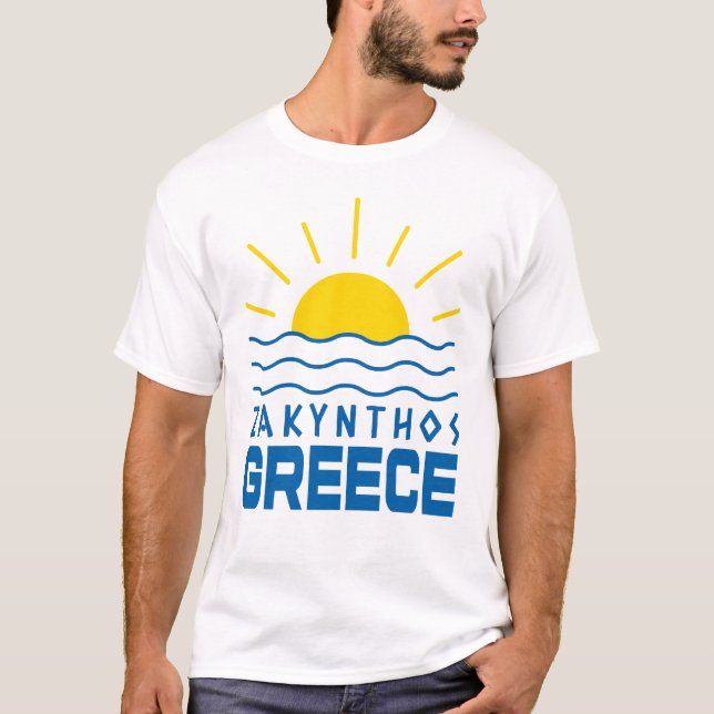 T-shirt Zakynthos Grèce Soleil et blanc des hommes de mer (Devant)