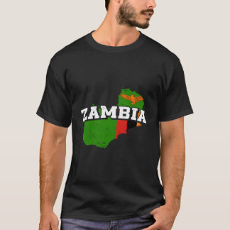 T-shirt Zambie Carte Et Drapeau Souvenir Zambien