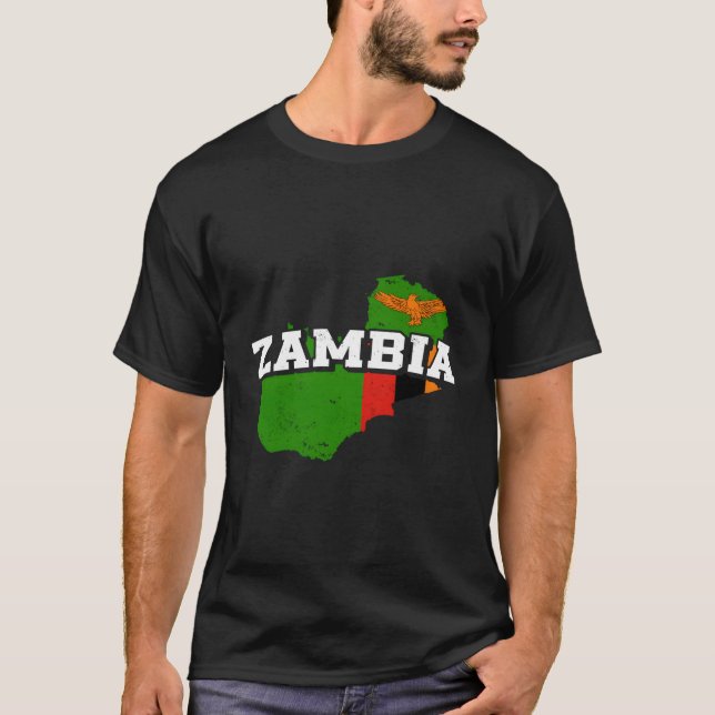 T-shirt Zambie Carte Et Drapeau Souvenir Zambien (Devant)