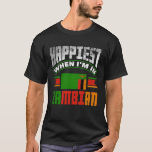 T-shirt Zambie Drapeau Zambien Le Plus Heureux Quand Je Su