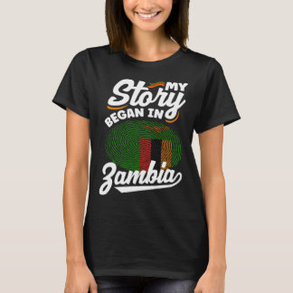 T-shirt Zambie Zambie Drapeau Zambien Mon Histoire A Comme