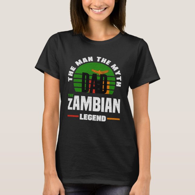 T-shirt Zambie Zambie Fête des pères du drapeau zambien (Devant)