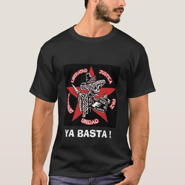T-shirt zapatista, YA BASTA ! - Customisé (Devant)